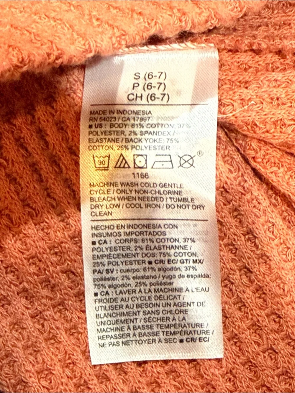 Old Navy Girls' Salmon Waffle Button-Up Shirt (S 6/7) NEW